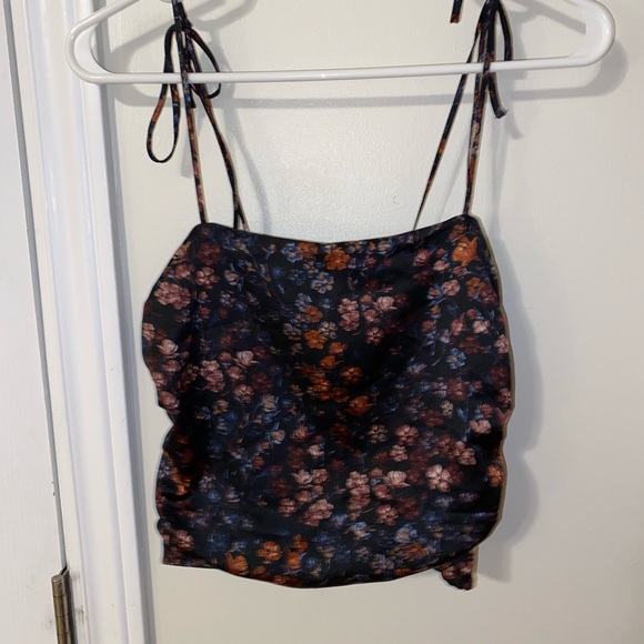 Two Piece Satin Floral Set - Picture 2 of 5